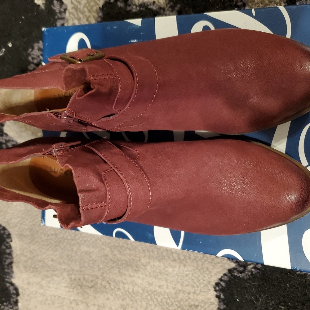 Burgundy/red Genuine leather booties by Lucky bran